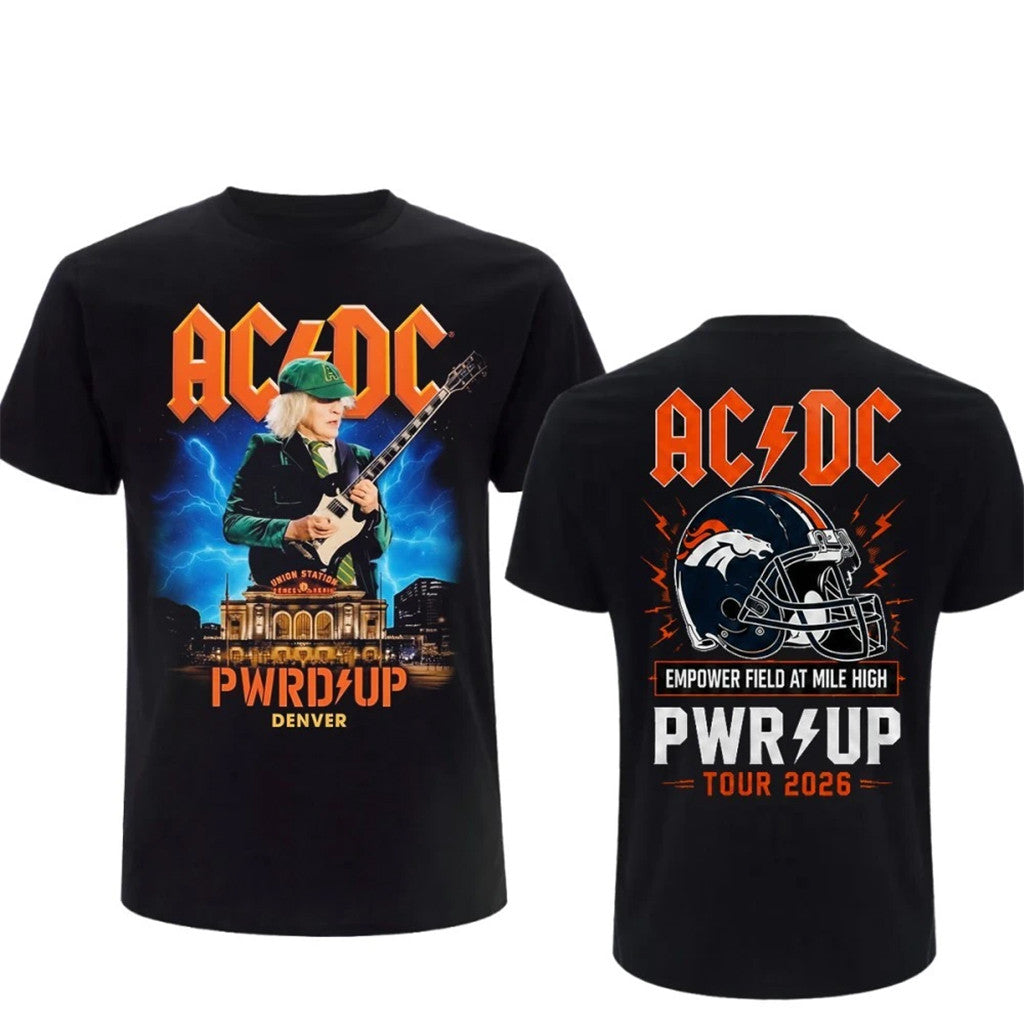 AC DC Merch 2026 ACDC Tour Shirt Empower Field At Mile High Power Up Concert Merch Fan Gear – Merchluma