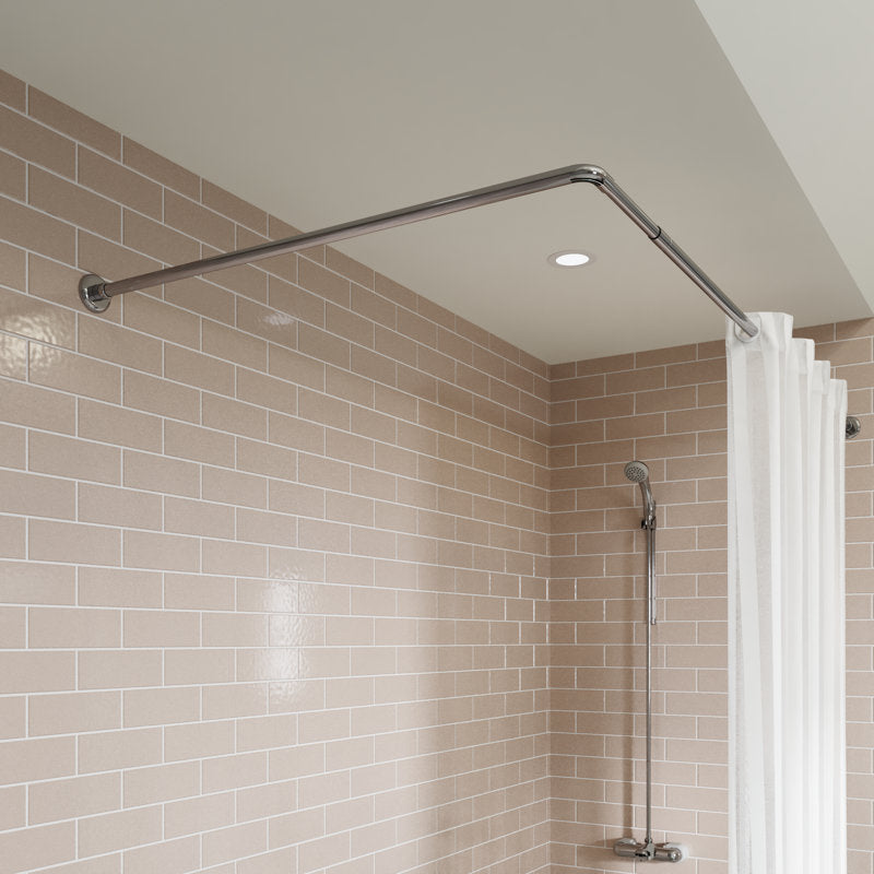 L-Shaped Shower Curtain Rod - Chrome Telescopic Corner Rod