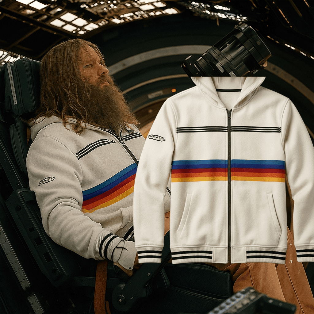 Project Hail Mary Ryan Gosling White Rainbow Stripe Zip Up Hoodie 2026 Project Hail Mary Merch - Merchluma