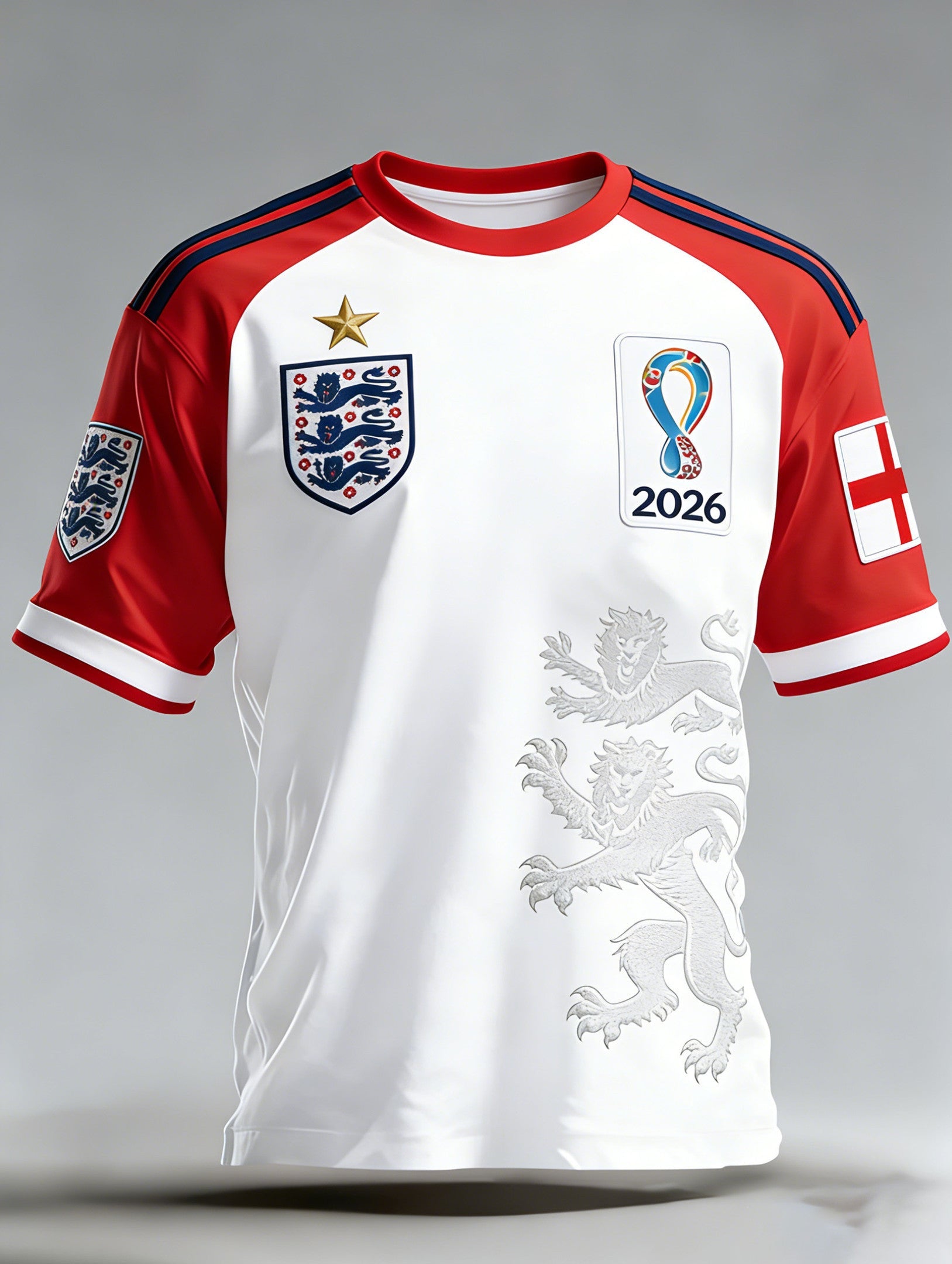 England Soccer FIFA World Cup 2026 Shirt 3 Lions Football Merch Game Day Gifts For Football Fan - Merchluma
