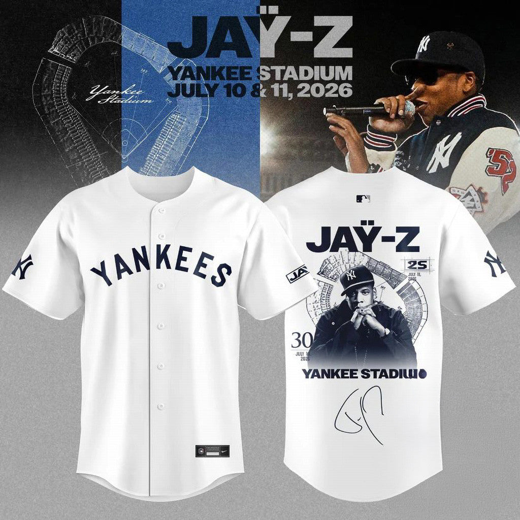 Jay-Z New York Yankees Yankee Stadium 2026 Concert Signature Baseball Jersey Yankees Merch - Merchluma