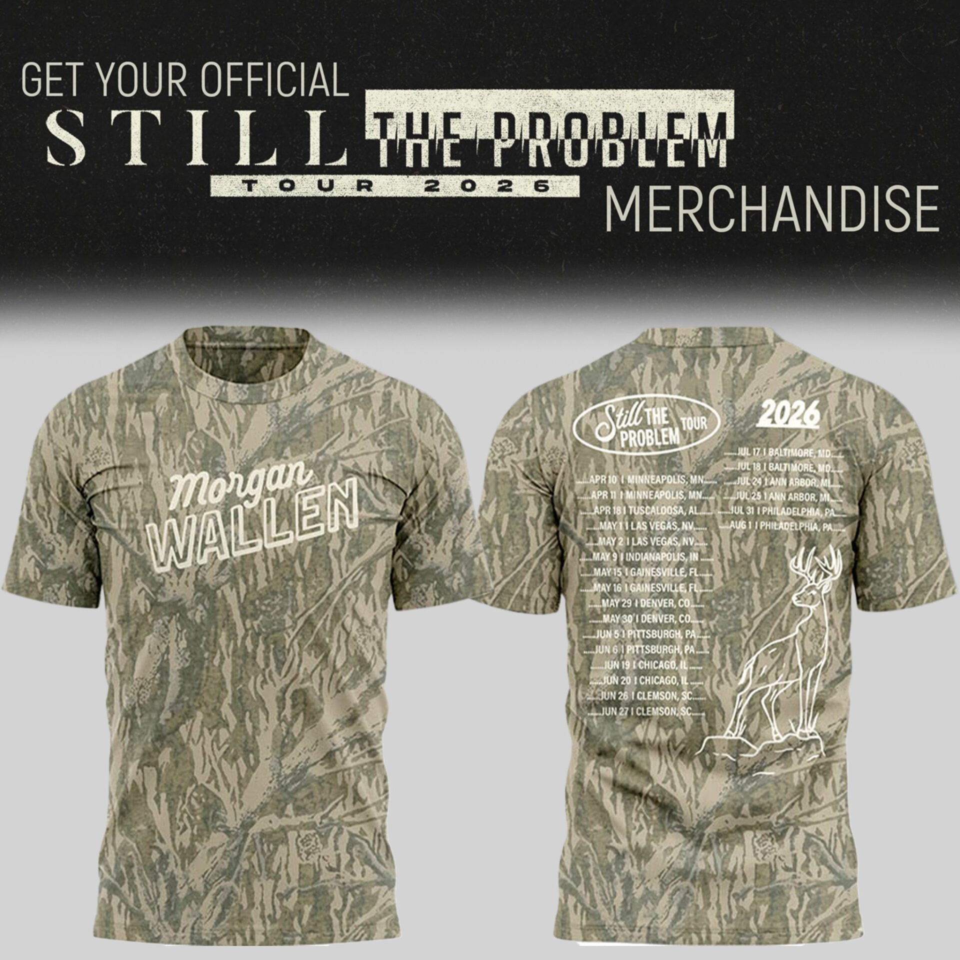 Morgan Wallen Still The Problem Tour Merch Camo T-Shirt Morgan Wallen Merch 2026 Fan Gifts - Merchluma