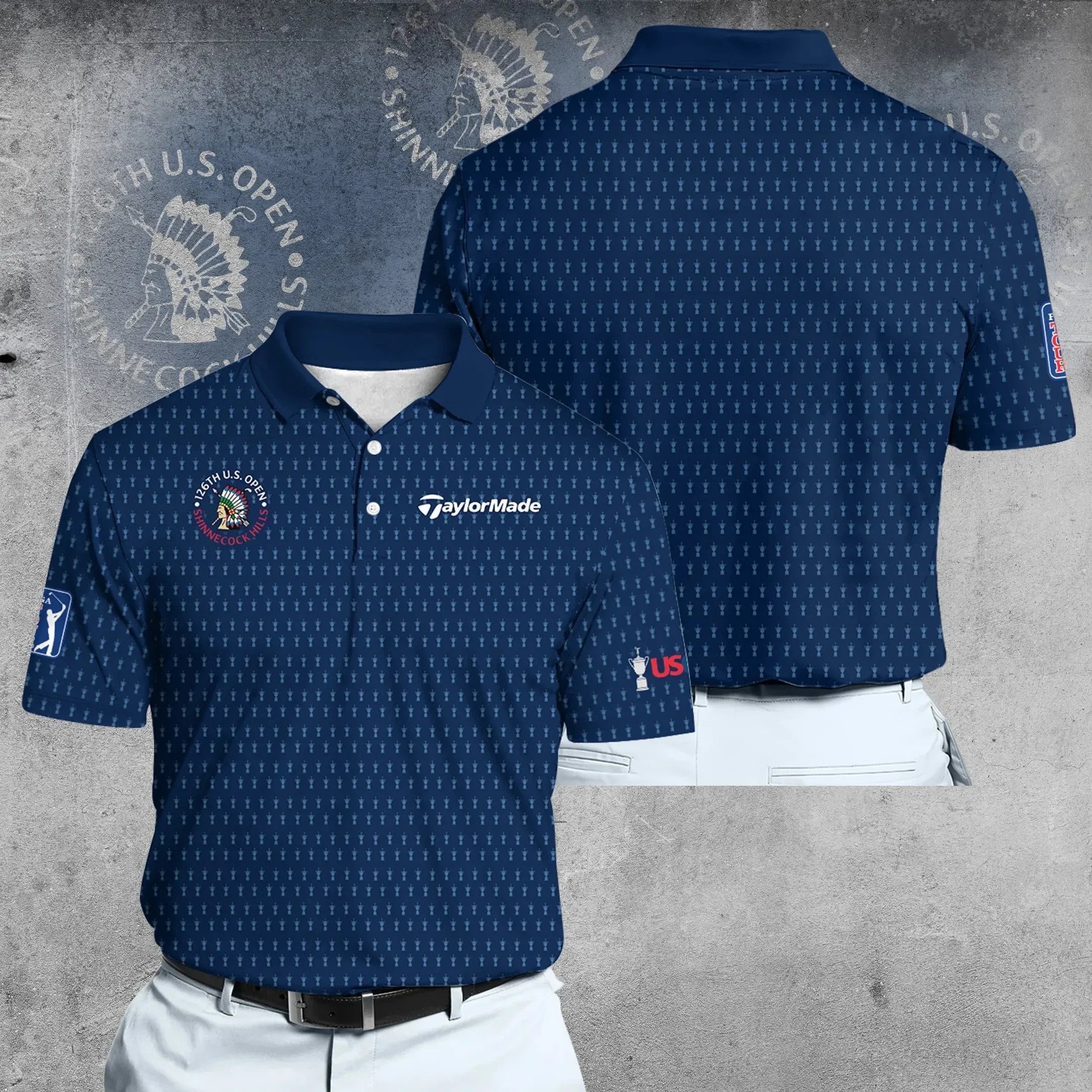 US Open 2026 Merchandise TaylorMade x US Open Polo Shirt Trophy Pattern Clothes Gifts For Father - Merchluma