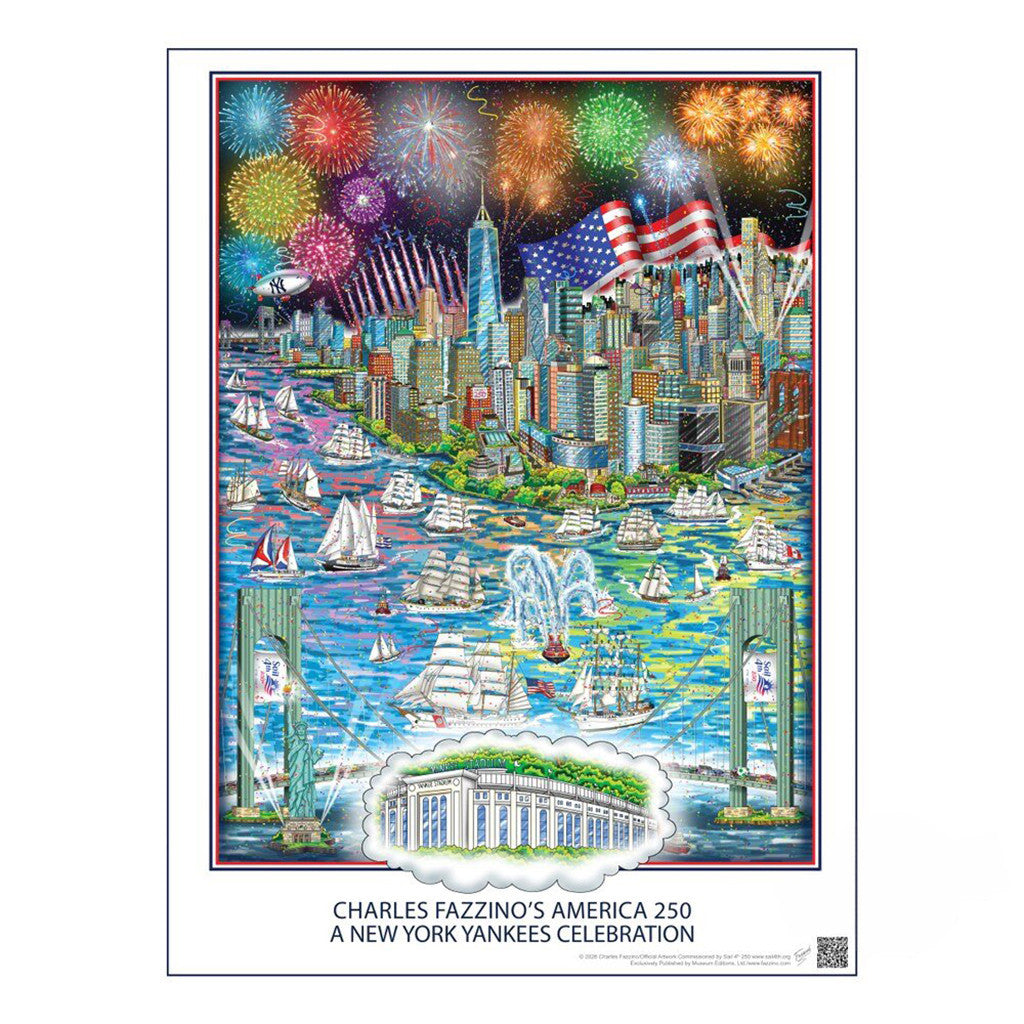 Charles Fazzinos America250 A New York Yankees Celebration Poster 4th Of July Home Decor - Merchluma