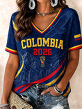 Colombia World Cup 2026 Tournament V-Neck Shirt Camisa De Colombia Clothing Gifts Ideas - Merchluma