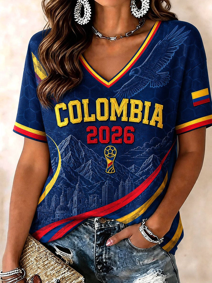 Colombia World Cup 2026 Tournament V-Neck Shirt Camisa De Colombia Clothing Gifts Ideas - Merchluma