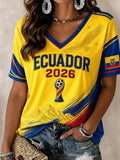 Ecuador 2026 World Cup V-Neck Shirt Women's Ecuador Football Merch Best Gifts For Supporters - Merchluma