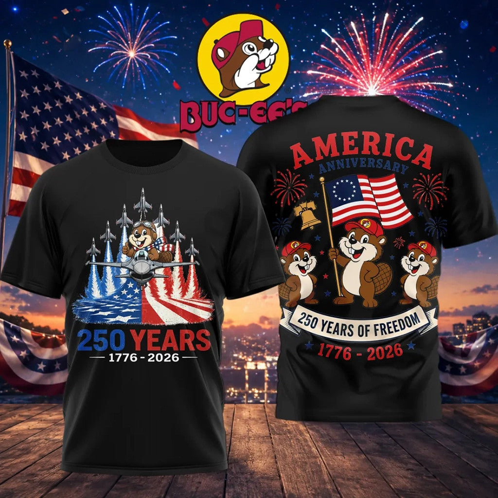 Buc Ee's 250 Years Of Freedom 1776 2026 Shirt America Anniversary T-Shirt 4th Of July Gifts - Merchluma