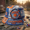 New York Knicks 2025 26 Eastern Conference Champions Distressed Bucket Hat Basketball Fan Gifts - Merchluma