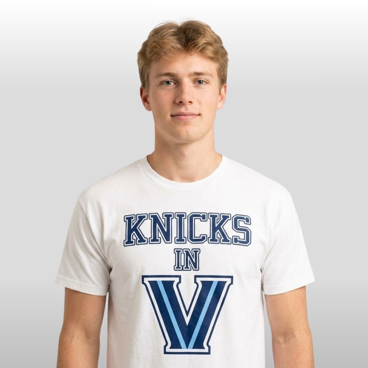 New York Knicks In V Villanova Wildcats T-Shirt Basketball Fan Shirt Best Father's Day Gifts - Merchluma