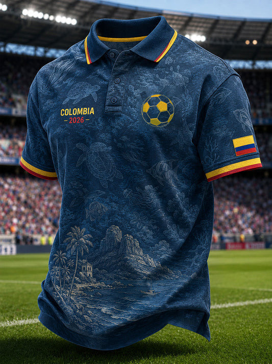 Colombia Football 2026 World Cup Polo Shirt Colombia FIFA Merchandise Gifts For Father's Day - Merchluma