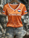 Netherlands Football 2026 World Cup V-Neck Shirt Game Day Merch FIFA Gifts Ideas For Fans - Merchluma