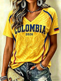 Colombia FIFA World Cup 2026 V-Neck Shirt Colombia National Football Team Merch Gifts For Her - Merchluma