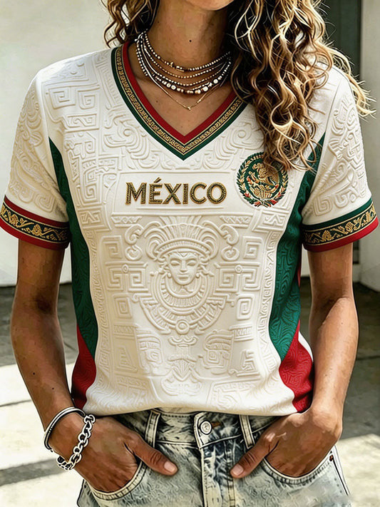 Mexico FIFA World Cup 2026 V-Neck Shirt Mexico Football Team Merch Game Day Gifts For Women - Merchluma