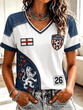 England FIFA World Cup 2026 V-Neck Shirt Game Day Attire UK Football Fan Gifts For Her - Merchluma
