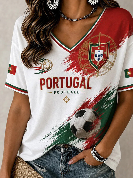 Portugal Football World Cup 2026 V-Neck Shirt FIFA Game Day Outfits Portugal Football Fans Gift - Merchluma