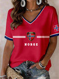 Norway FIFA World Cup 2026 V-Neck Shirt Game Day Shirts Norway Football Fan Gifts Ideas - Merchluma
