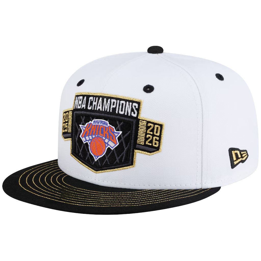 New York Knicks Championship Snapback Hat Locker Room NY Knicks 2026 Finals Champions Merch White - Merchluma
