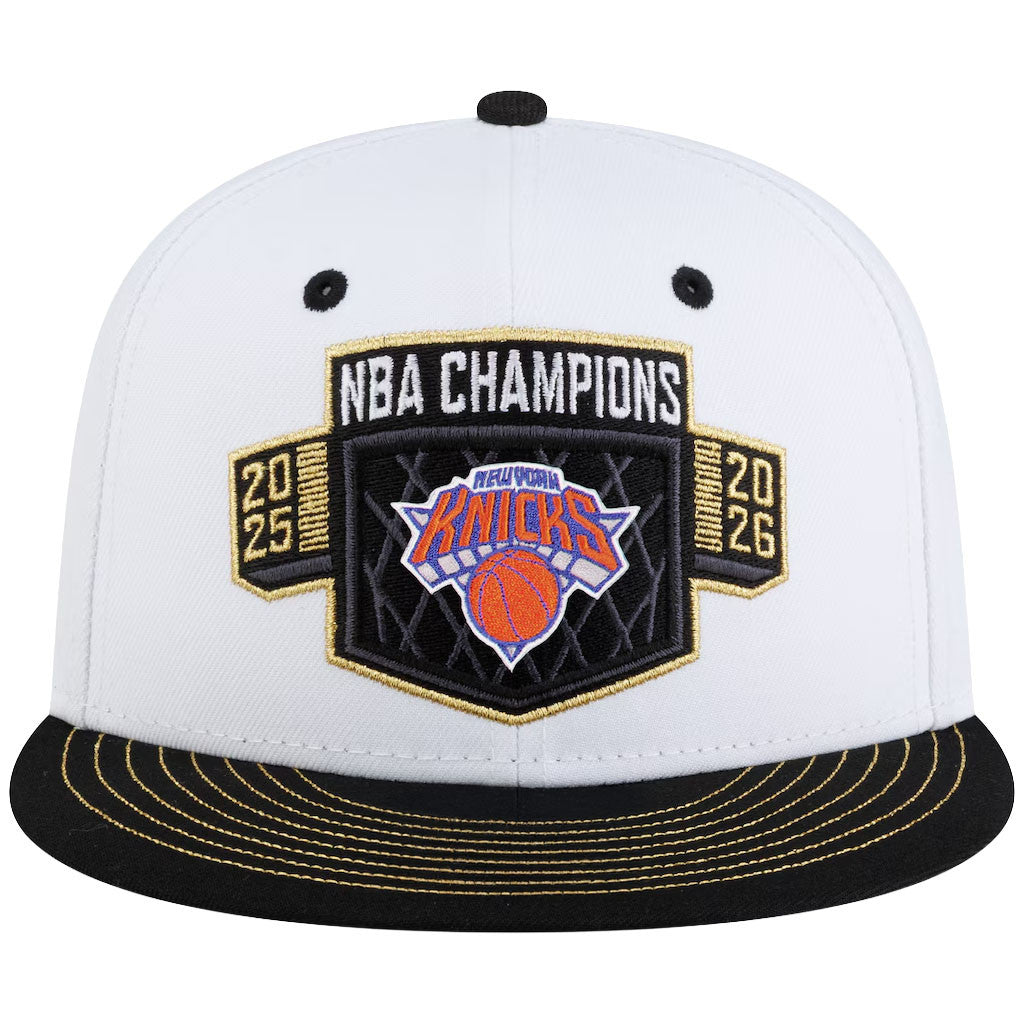 New York Knicks Championship Snapback Hat Locker Room NY Knicks 2026 Finals Champions Merch White - Merchluma