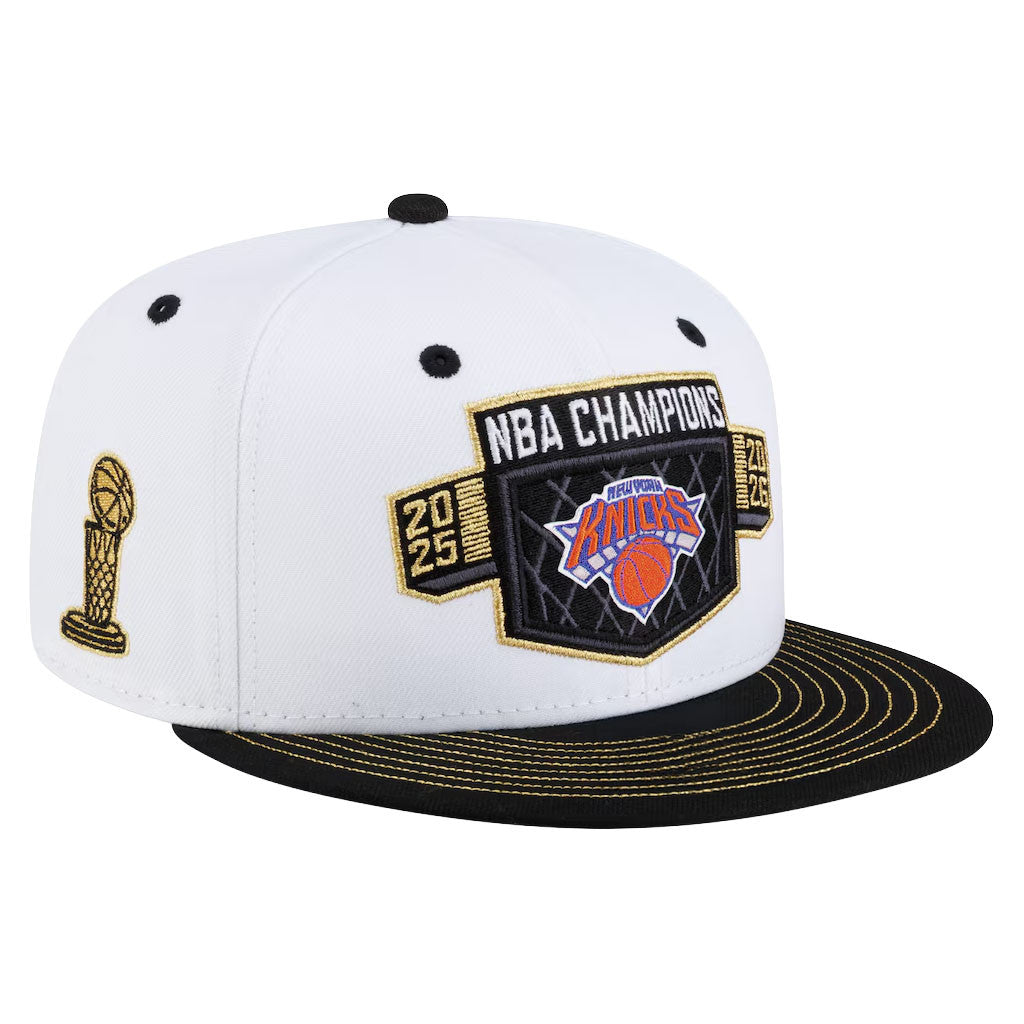 New York Knicks Championship Snapback Hat Locker Room NY Knicks 2026 Finals Champions Merch White - Merchluma
