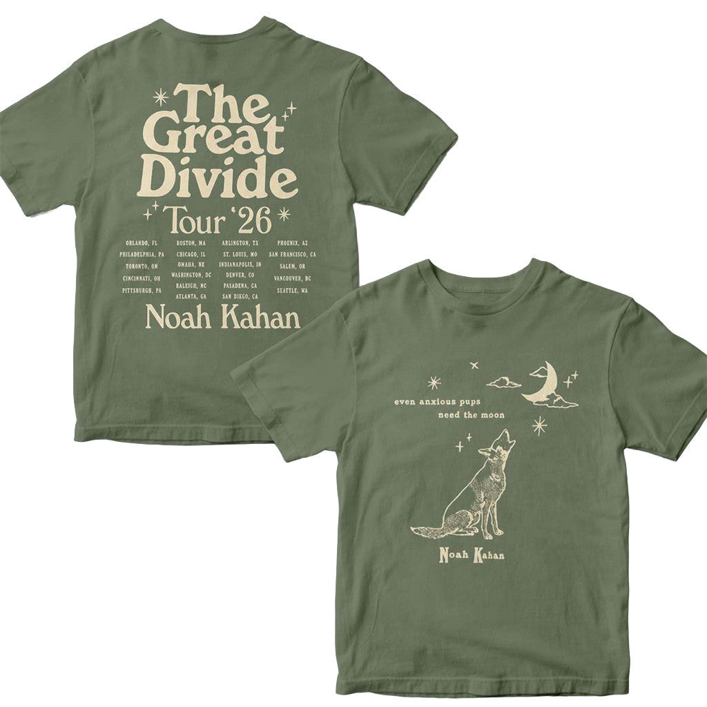 Noah Kahan The Great Divide Tour 2026 Merch North America Orbiter Howling Pup T-Shirt Gift - Merchluma