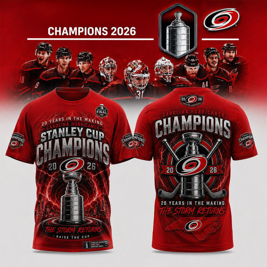 Carolina Hurricanes Stanley Cup Champions 2026 T-Shirt The Storm Returns Shirt Hurricanes Merch - Merchluma