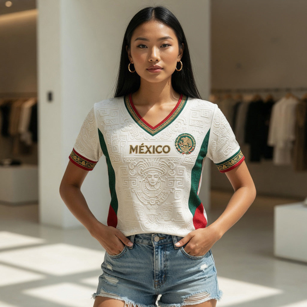 Mexico Football Team V-Neck Shirt Mexico FIFA World Cup 2026 Merch Gift For Women - Merchluma