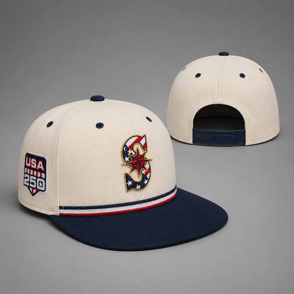 Mariners USA 250th Anniversary Fourth Of July Snapback Hat - Merchluma