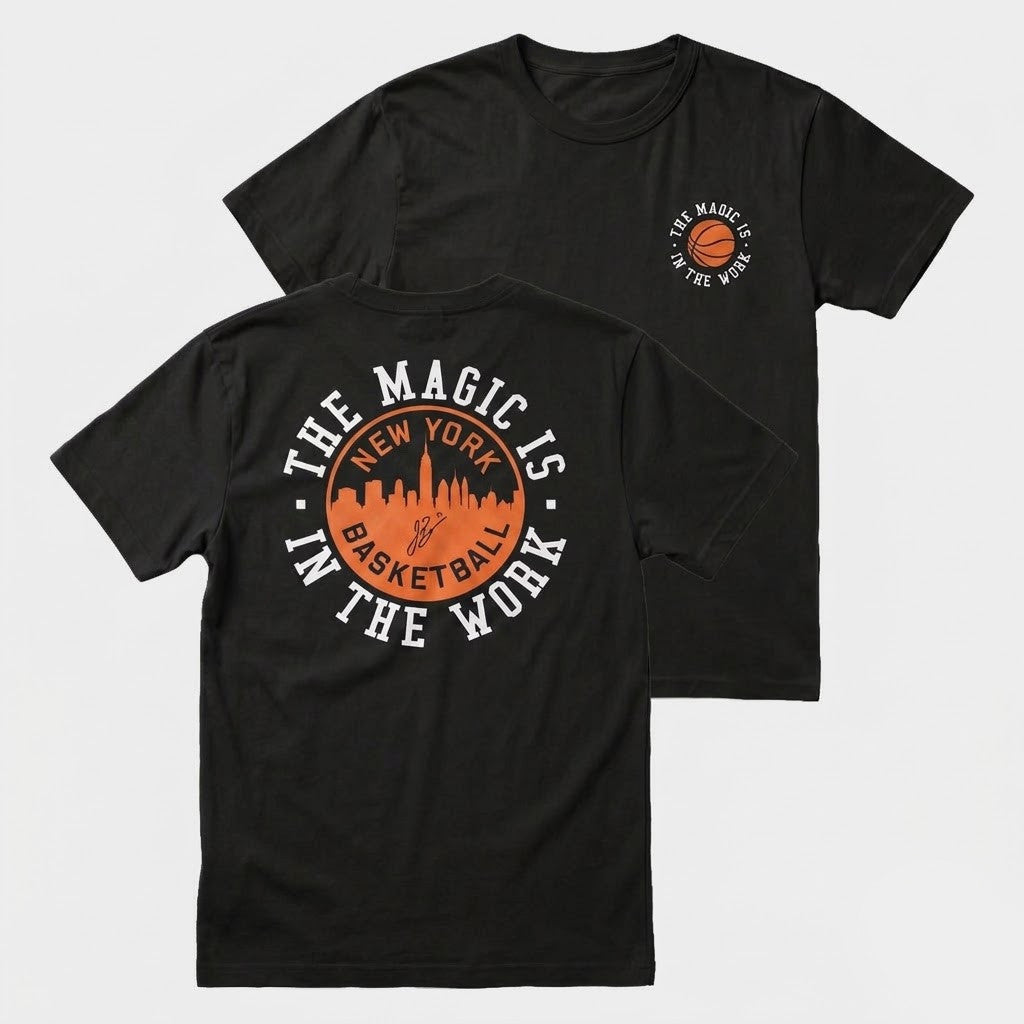 The Faherty X NY Knicks Merch 2026 Jalen Brunson The Magic Is In The Work T-Shirt Knicks Champs - Merchluma