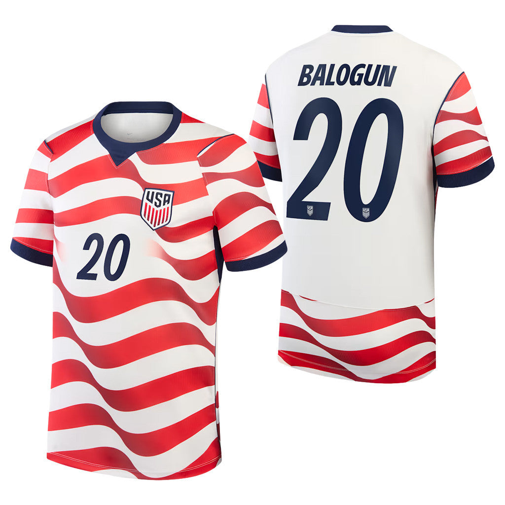 USMNT World Cup 2026 Merch #20 Folarin Balogun USMNT 2026 Stadium Home Jersey Gifts For Fans - Merchluma