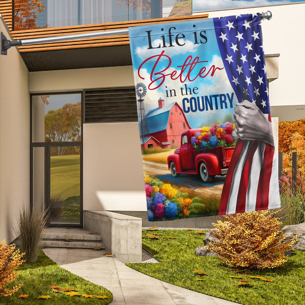 America 250Th Anniversary Truck Flag Life Is Better In The Country Home Decor - Merchluma
