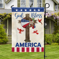 Celebrating USA 250 Christian Cross American Wreath Flag God Bless America Home Decor - Merchluma