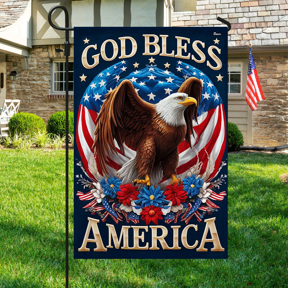 God Bless America Eagle Flag 4th Of July Garden Decorations Patriotic Gift Ideas - Merchluma