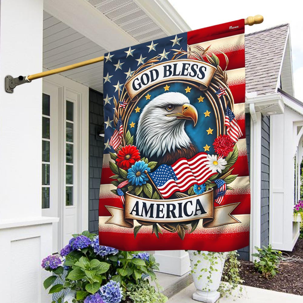 God Bless America Eagle Flag 4th Of July Garden Decorations Patriotic Gifts - Merchluma