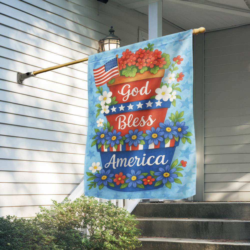 God Bless America Floral Flag Patriotic Home Decor Patriotic Gifts For Family - Merchluma