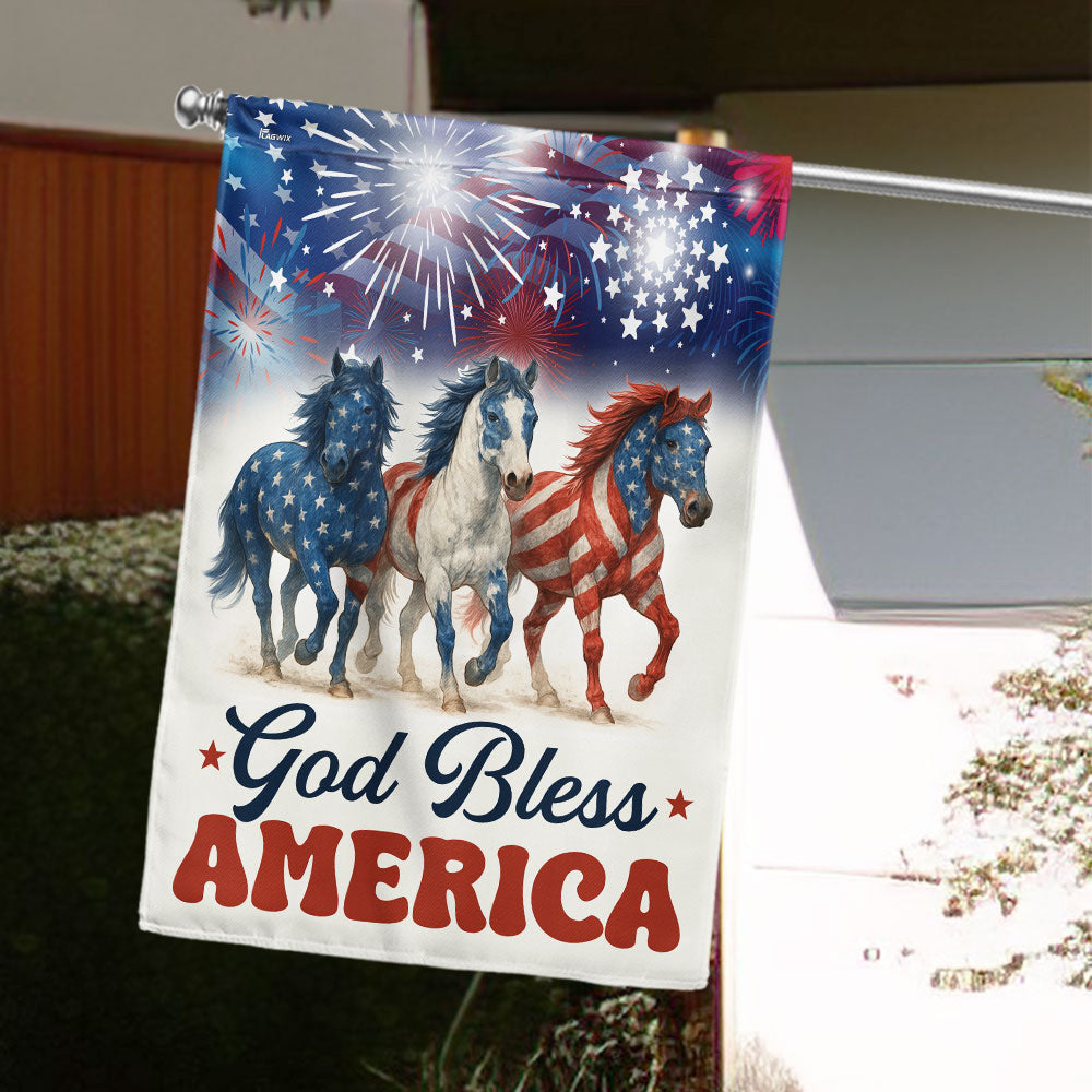 God Bless America Horse Flag Patriotic Home Decor Gifts For 4Th Of July - Merchluma