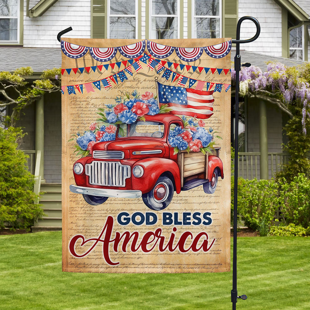 God Bless America Truck Flag Patriotic Home Decor Patriotic Gifts For Family - Merchluma