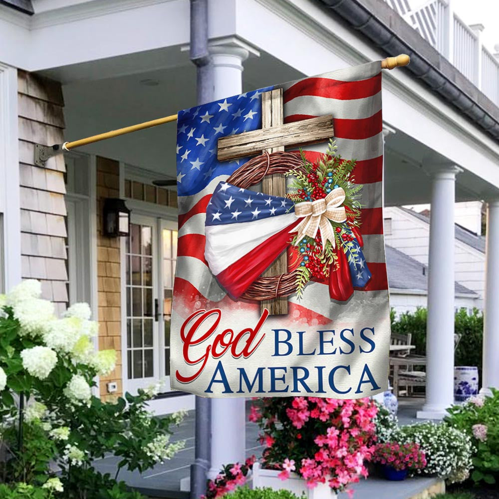 God Bless America Wreath Flag 4th Of July Garden Decorations Patriotic Gifts - Merchluma