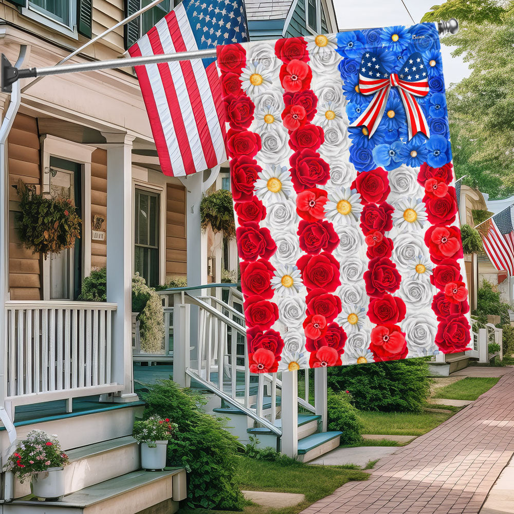 Happy 4th Of July Independence Day Floral American Flag Patriotic Home Decor - Merchluma