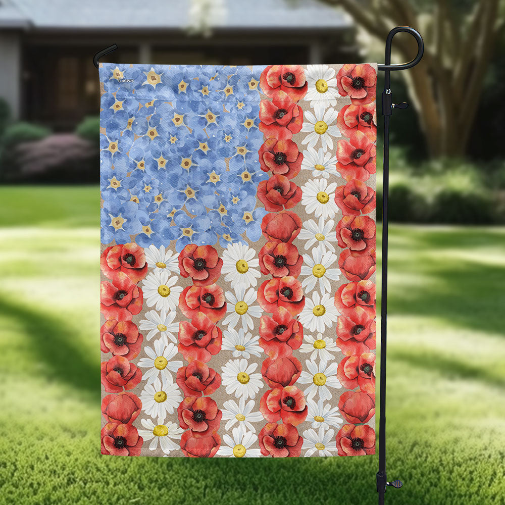 USA 250 Years Of Freedom Flower Flag 1776 2026 Merch Patriotic Outdoor Decor - Merchluma