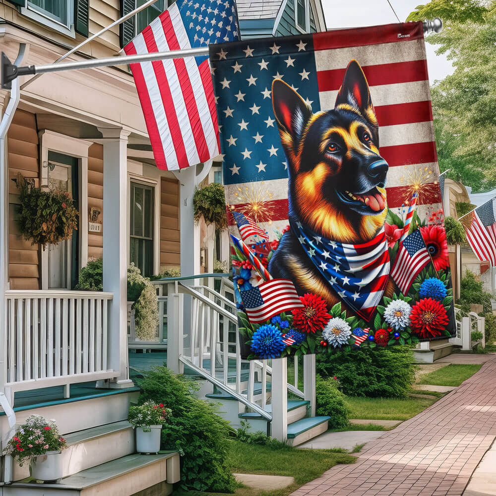 USA 250Th Anniversary Flag With German Shepherd Flag Patriotic Decorations - Merchluma