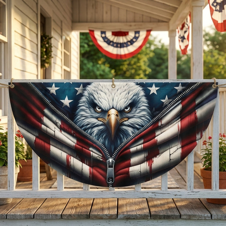 250 Years Of America Fan Flag Freedom Patriotic Eagle Bunting Outdoor Decor Gifts - Merchluma