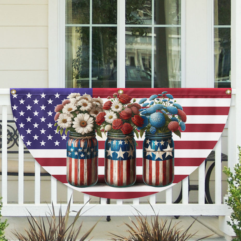 America 250 Years Flower Fan Flag 1776 2026 Merch Patriotic Outdoor Decor - Merchluma