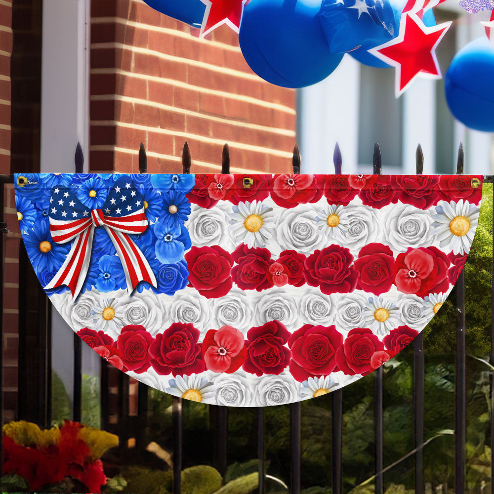 America 250Th Anniversary Floral Fan Flag Happy 4th Of July Flag Patriotic Home Decor - Merchluma