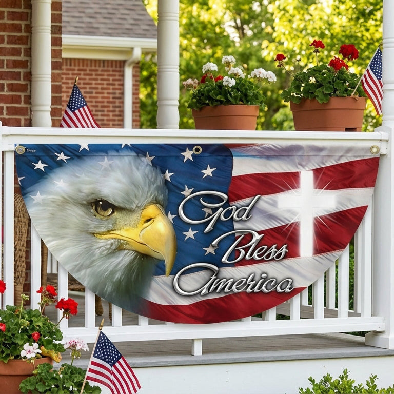 American Fan Flag Eagle God Bless America Fan Flag Patriotic Home Decor - Merchluma