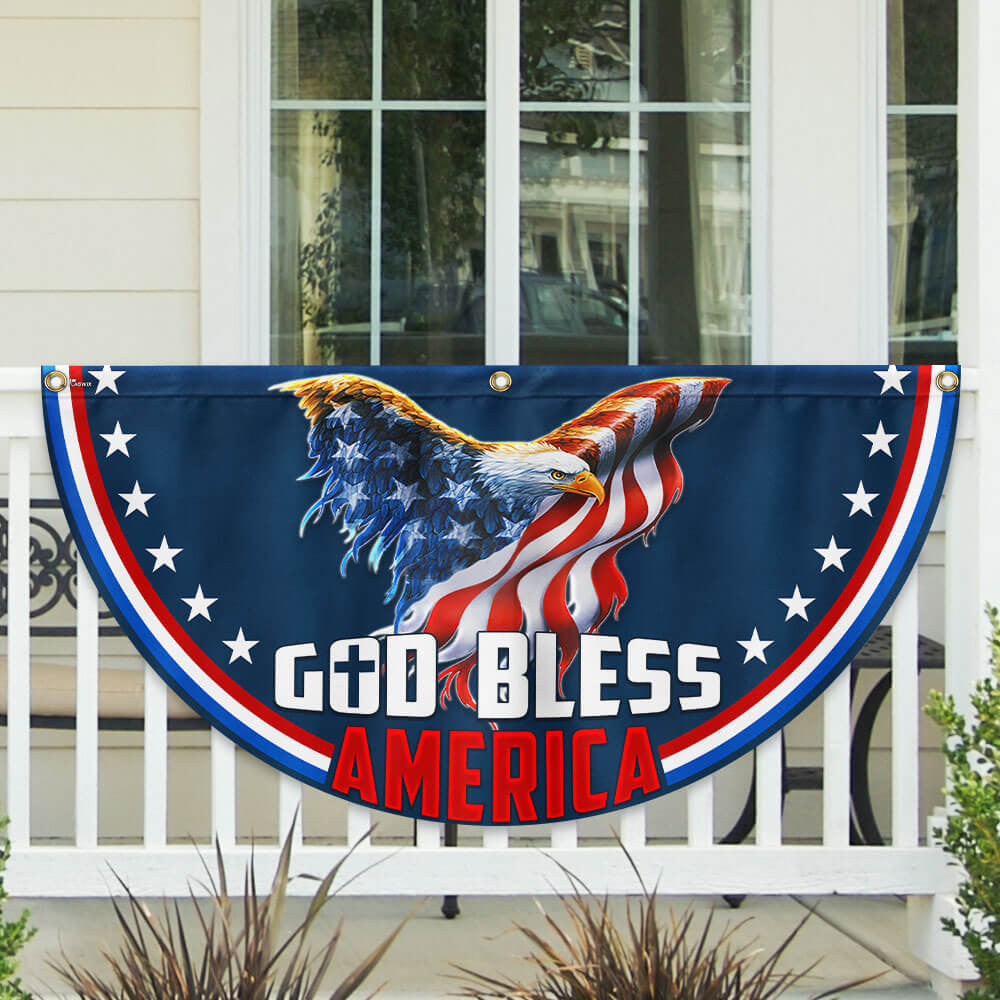 USA 250 Years Of Freedom Eagle Fan Flag God Bless America Flag Patriot Garden Decor - Merchluma