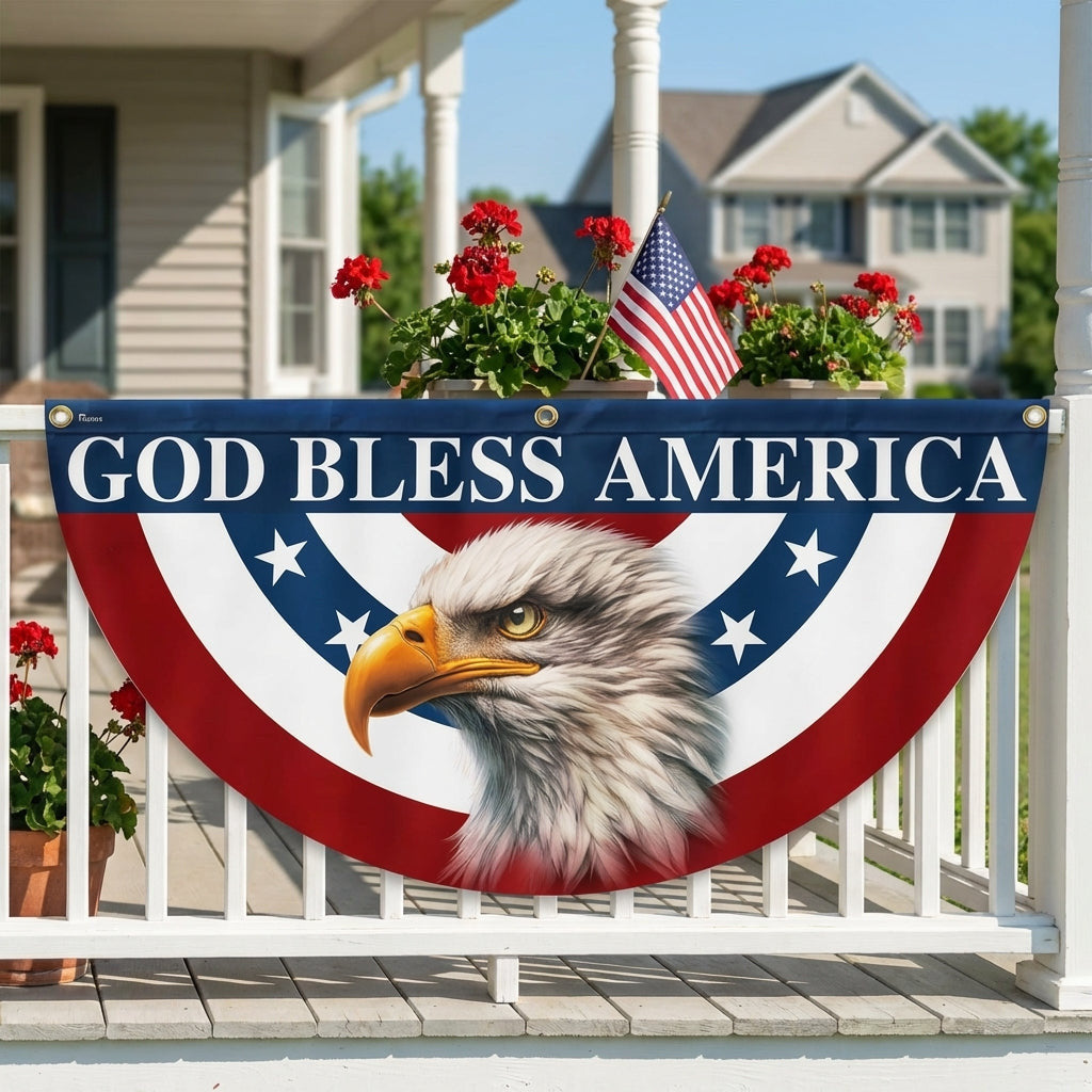 USA 250 Years Of Freedom Fan Flag Patriotic Eagle God Bless America Outdoor Decor - Merchluma