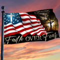 America 250Th Anniversary Jesus Flag Faith Over Fear Garden Decor - Merchluma