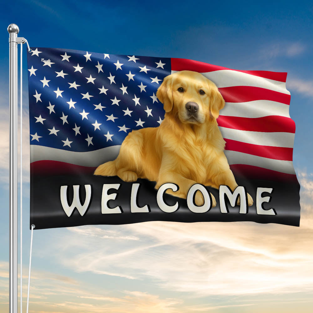 Golden Retriever Patriotic Dog American Grommet Flag Patriotic Porch Decoration - Merchluma