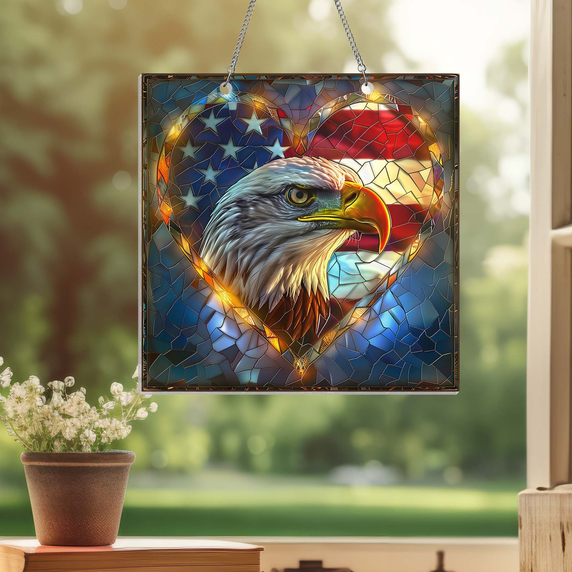 American Patriotic Eagle Suncatcher 4Th Of July Home Decor Patriotic Gifts - Merchluma